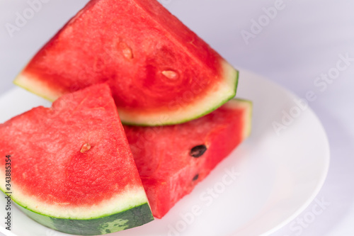 watermelon in dish white. close up
