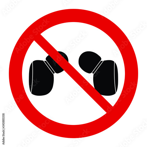  No Headphones  vector. Not allow   Earphones  sign. The red circle prohibiting sing 