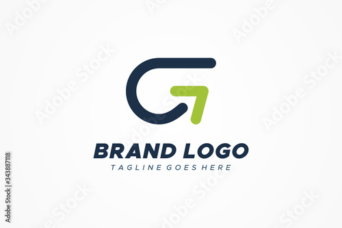 Abstract Initial Letter G Logo. Blue Green Linear Rounded Arrow Style. Usable for Business and Technology Logos. Flat Vector Logo Design Template Element.