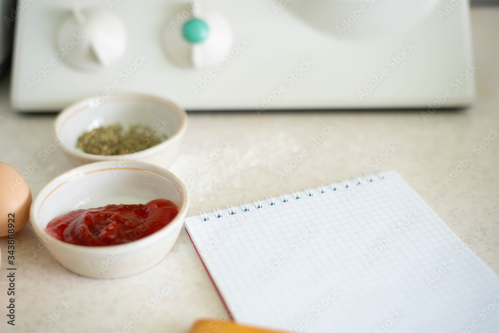 Notebook and products for breakfast Notebook and products for breakfast