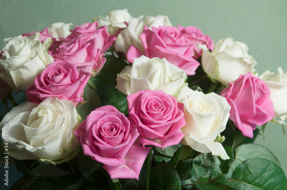 Roses posy over green background Roses posy over green background