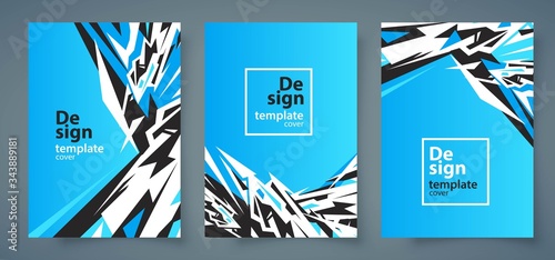 Flyer set splinter ice cold freeze theme design template cover blue color