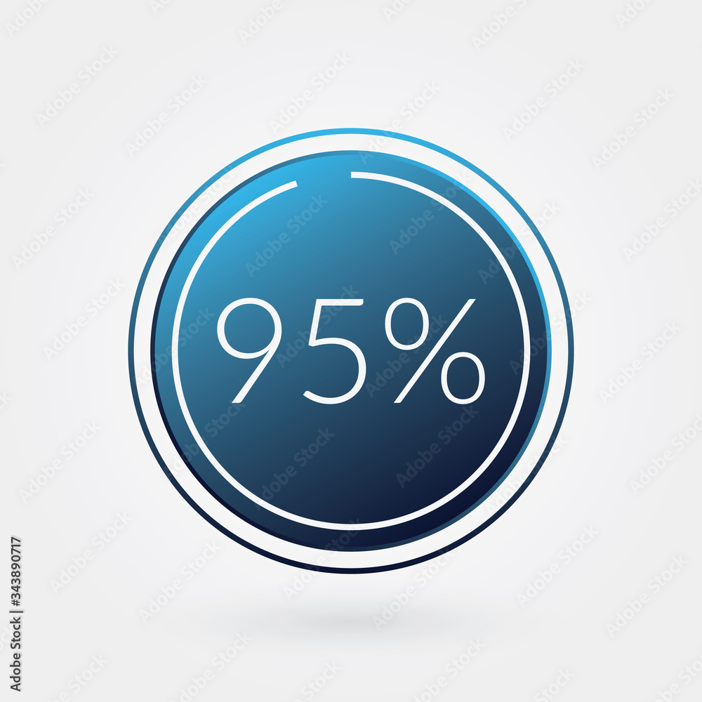 95 percent circle chart, isolated symbol. Vector blue gradient element. Infographic sign. Illustration, icon for business, finance, report, web design, downloading 95 percent circle chart, isolated symbol. Vector blue gradient element. Infographic sign. Illustration, icon for business, finance, report, web design, downloading