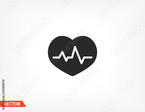 The heart and cardiogram icon. Vector Eps 10 . Lorem Ipsum Flat Design