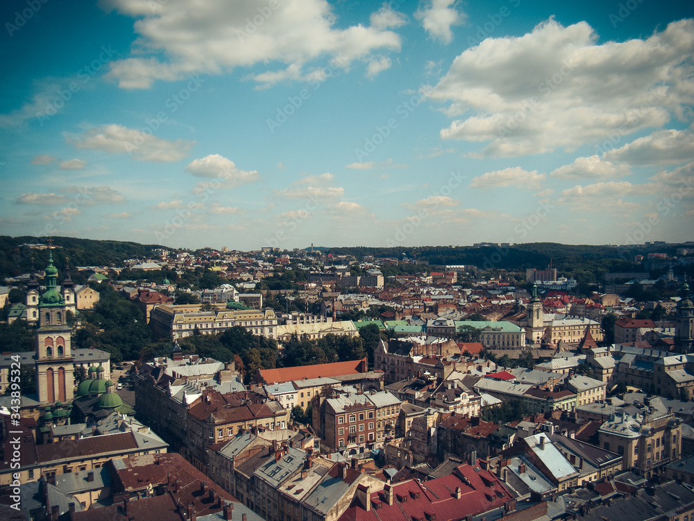 Lviv city Ukraine aerial view