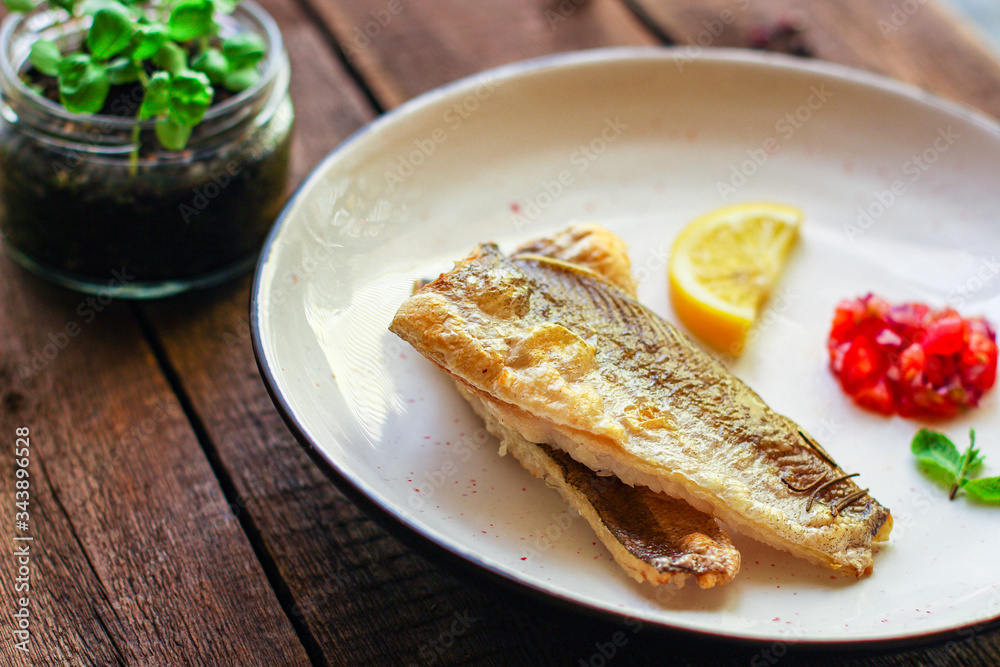 Fried fish fillet hake, seafood main course pescatarian
Menu concept. food background. top view copy space for text keto or paleo diet Fried fish fillet hake, seafood main course pescatarian
Menu concept. food background. top view copy space for text keto or paleo diet