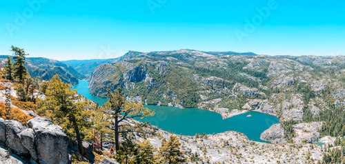 Panoramic of Donnell Lake in Stanislaus National Forest in california photo