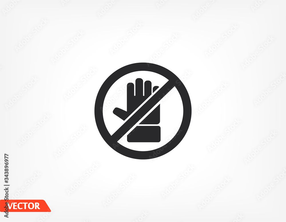 Prevent Icon Hand Stop Hand, icon. Vector stop. do not touch with your hand. ban. flat ...