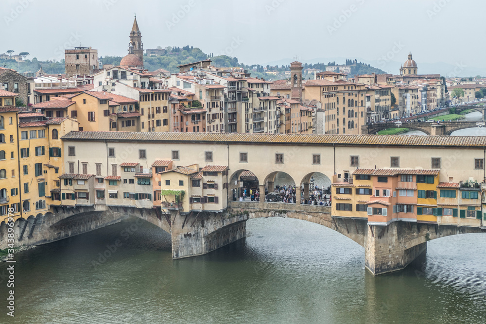 Aerial view of Ponte Vecchio Bridge in Florence