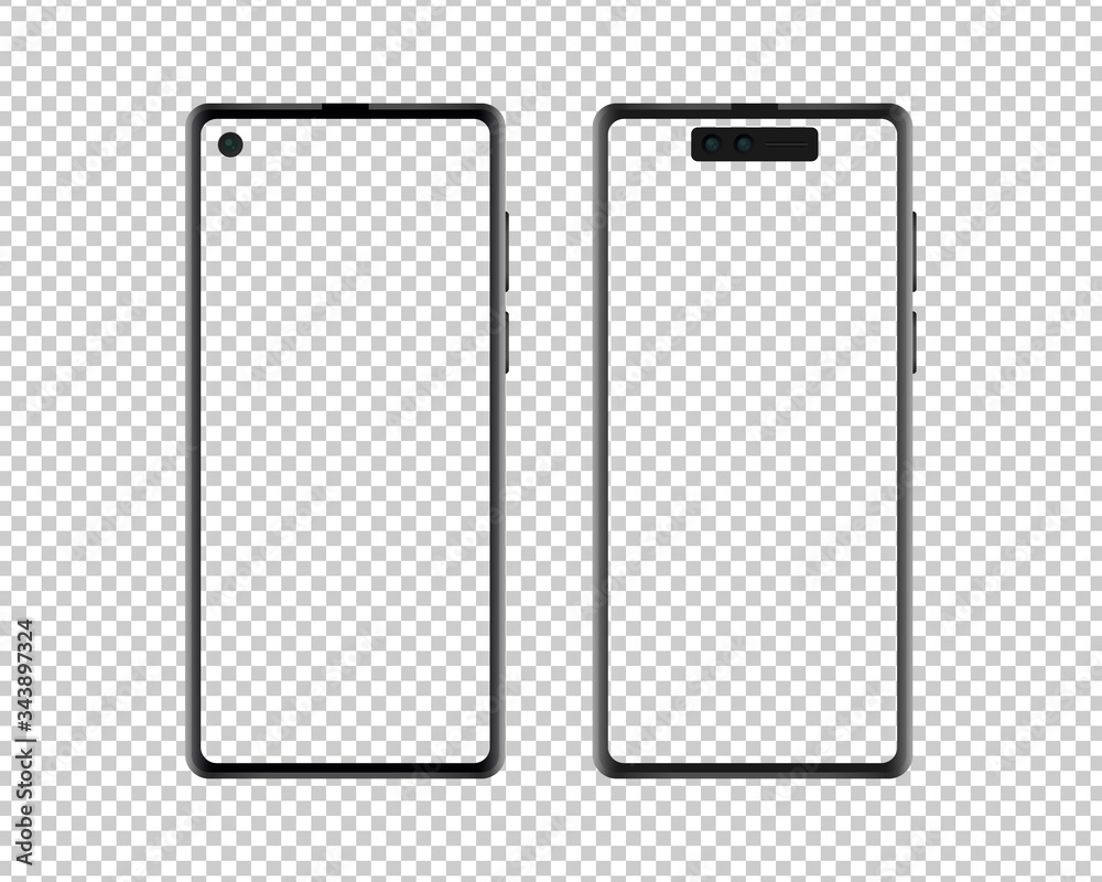 Realistic smartphone with transparent screen. Smartphone mockup template. Smartphone mockup isolated on transparent background. Realistic smartphone with transparent screen. Smartphone mockup template. Smartphone mockup isolated on transparent background.