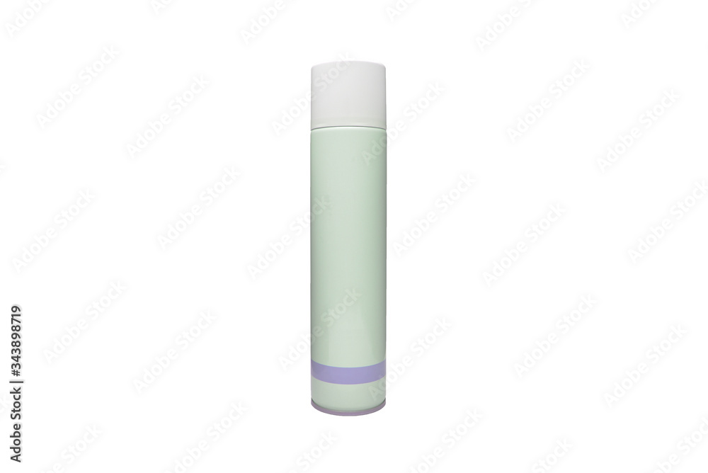 Closed aerosol spray metal bottle can isolated on white background with clipping path hairspray Closed aerosol spray metal bottle can isolated on white background with clipping path hairspray