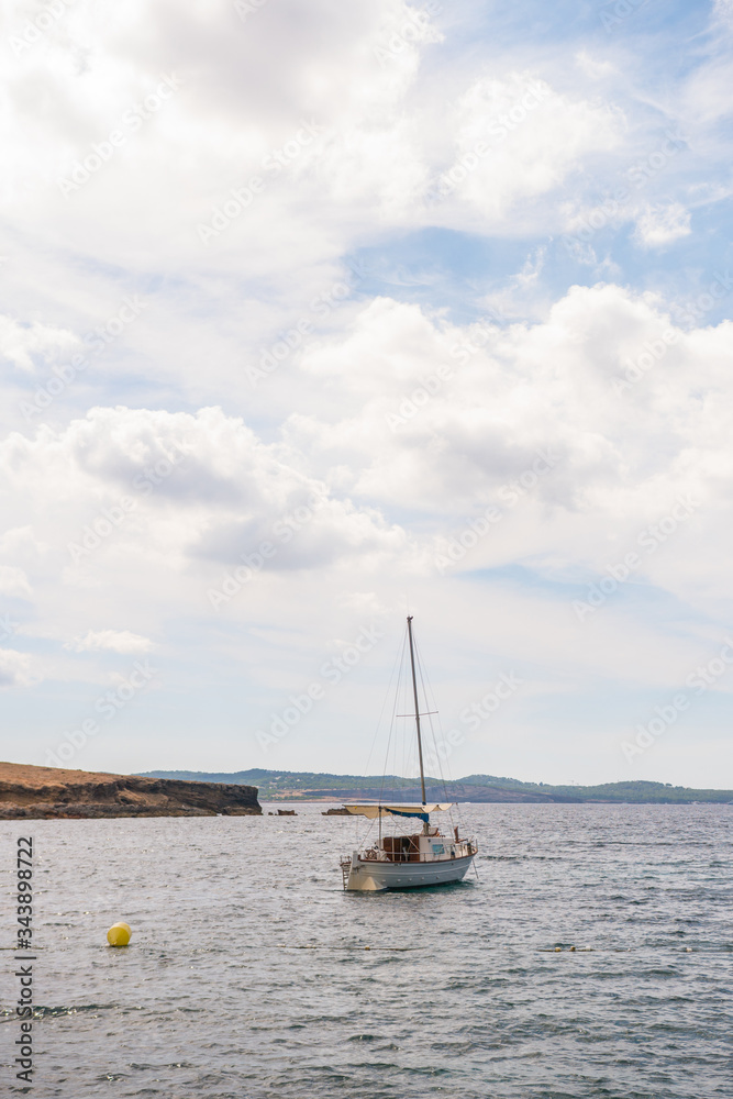 Boat in the beach, Sant Antoni de Portmany, Ibiza, Balearic Islands, Spain