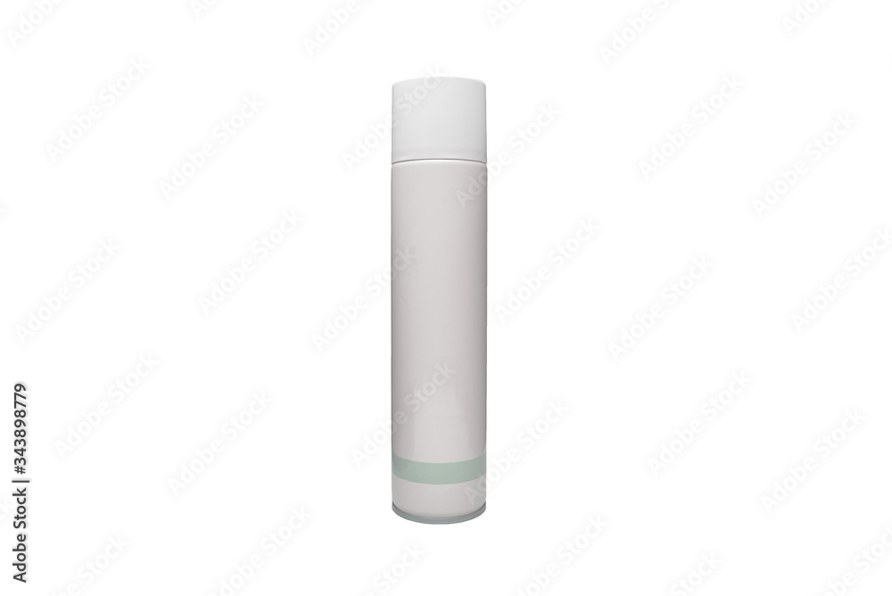 Closed aerosol spray metal bottle can isolated on white background with clipping path hairspray Closed aerosol spray metal bottle can isolated on white background with clipping path hairspray