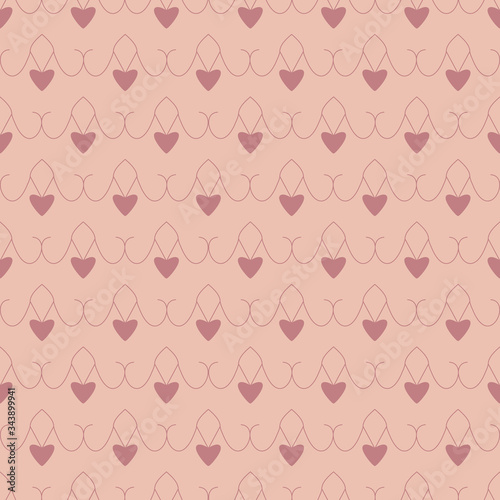 Seamless pattern with hearts. Color orange and red. Pastel colors. Vector