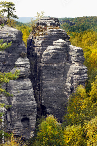 Massive sandstone rock towers of Adrspach National Park Czech Republic 