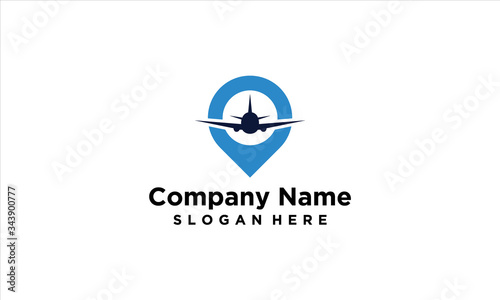 combination aircraft and location logo design travel