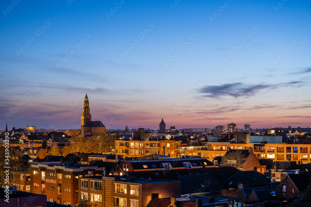 Overview of the city of Groningen with Der Aa-kerk.