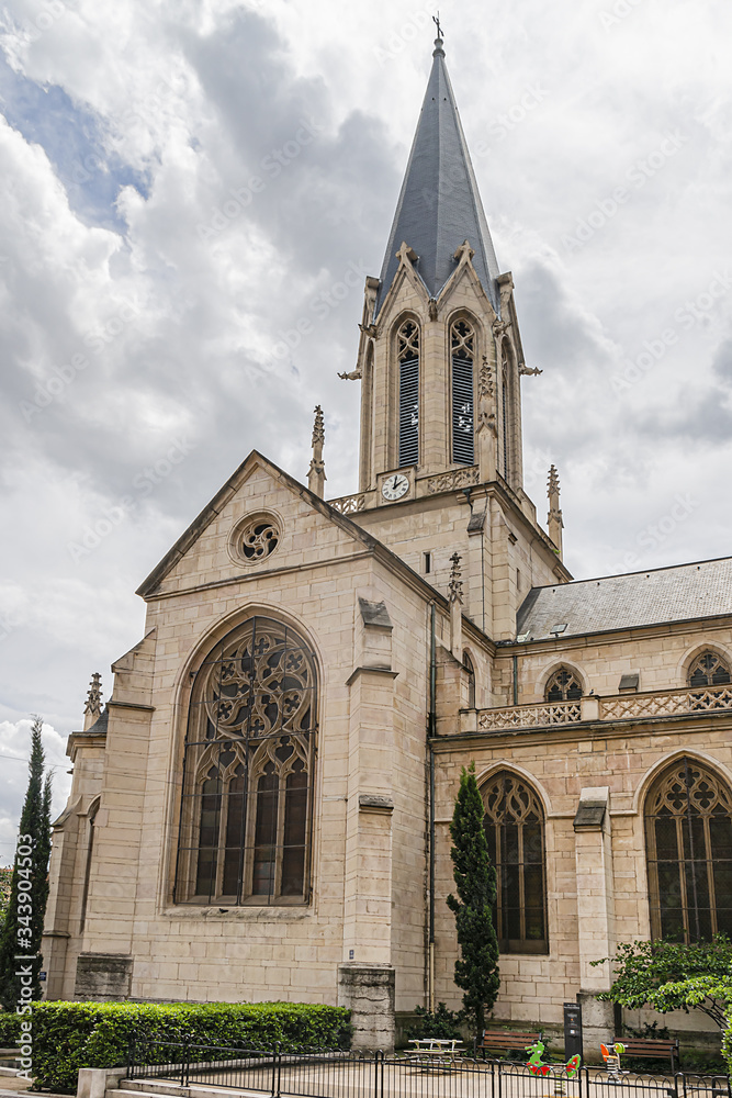 Church of St. George (Eglise Saint-Georges, 1848) is a Roman Catholic Church built along the river Saone. Lyon, France.