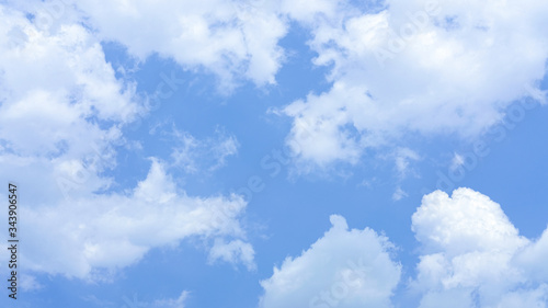 blue sky abstract white cloud flufy background. beauty high natural summer season.