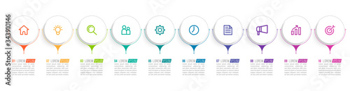 Minimal infographic template design with numbers 10 options or steps.