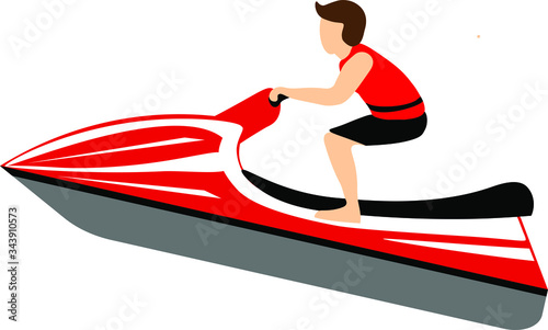 Rider on water scooter