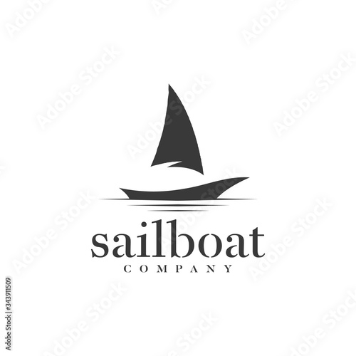 Silhouette of Dhow logo design, Traditional Sailboat from Asia / Africa