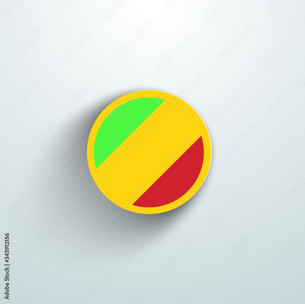 Congo Country Flag Vector Circular Illustration. Country Flag 3d button shape Congo Country Flag Vector Circular Illustration. Country Flag 3d button shape