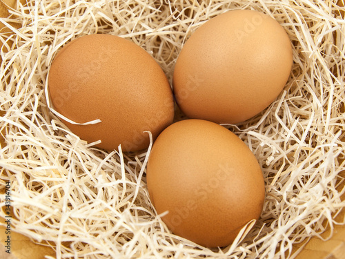Brown eggs in a basket