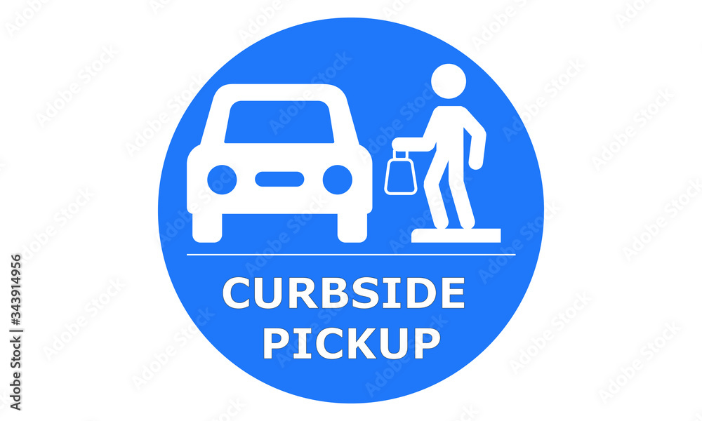 Curbside Pickup illustrated vector clip art sign symbolizing a designated area Curbside Pickup illustrated vector clip art sign symbolizing a designated area