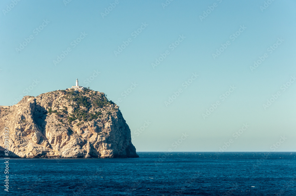 Formentor lighthouse seen from the high seas Formentor lighthouse seen from the high seas