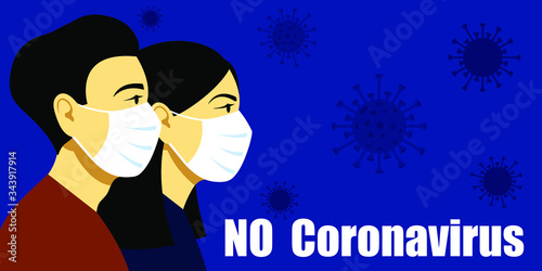 masked people on blue background