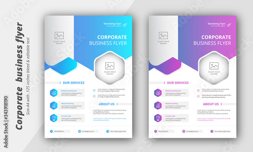 Corporate business flyer poster template with gradient color.brochure cover design layout background