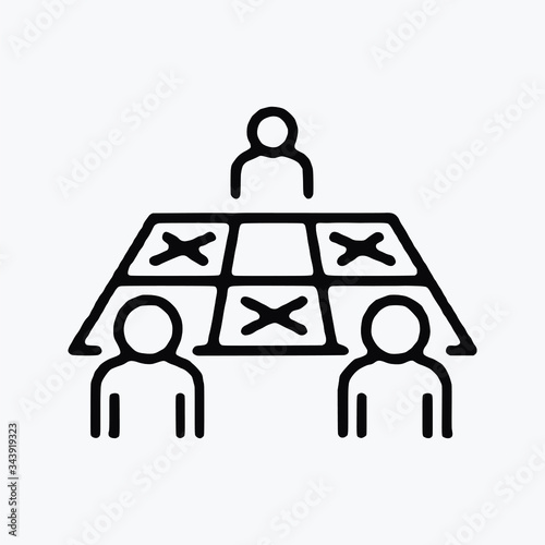 People Play Game At Home line Art single vector icon symbol