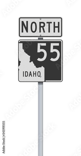 Vector illustration of the Idaho State Highway road sign on metallic post