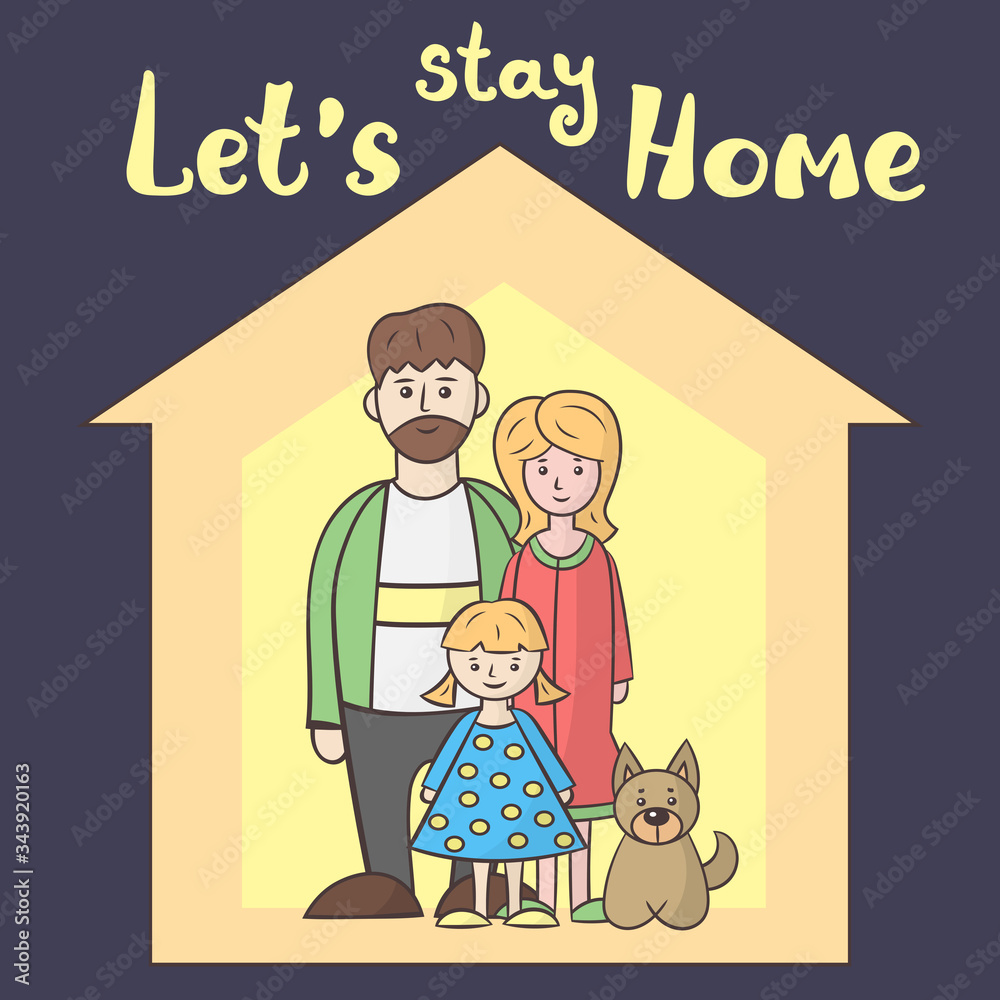 A family at home in isolation. Stay at home. Quarantine