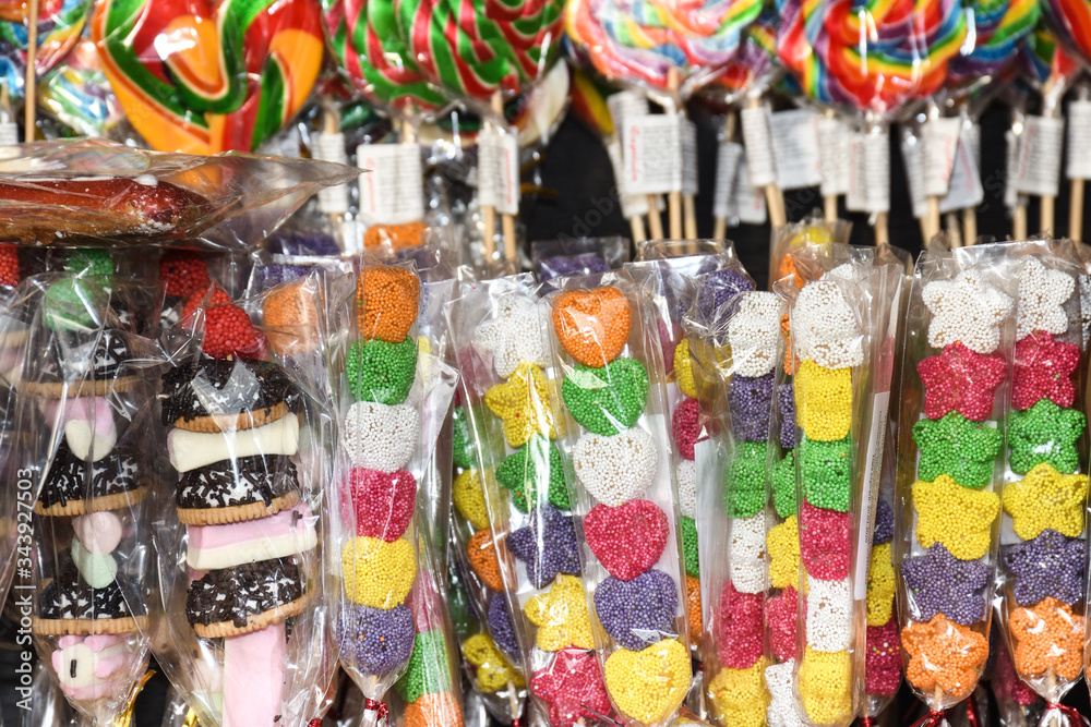 Candy canes displayed on a Christmas Market