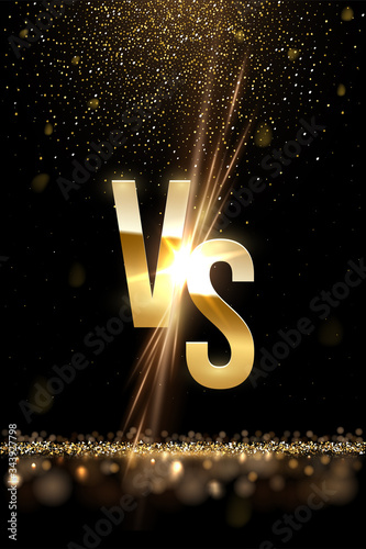 VS letter sign golden spark on dark luxury background
