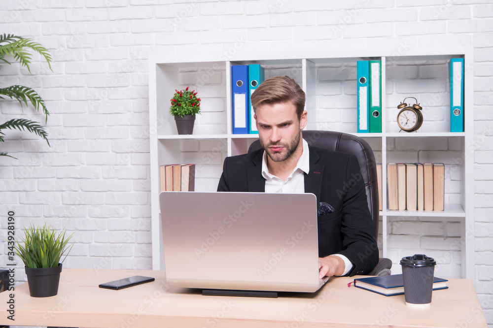 Financial analysis. Financial investment Cryptocurrency. Financial director office. Economics recession and recovery. Financial expert man work with laptop drink coffee. Stock market concept Financial analysis. Financial investment Cryptocurrency. Financial director office. Economics recession and recovery. Financial expert man work with laptop drink coffee. Stock market concept