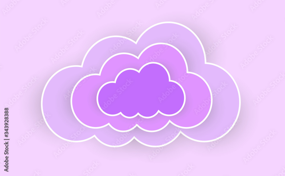 Cloud vector illustration on background with shadow.