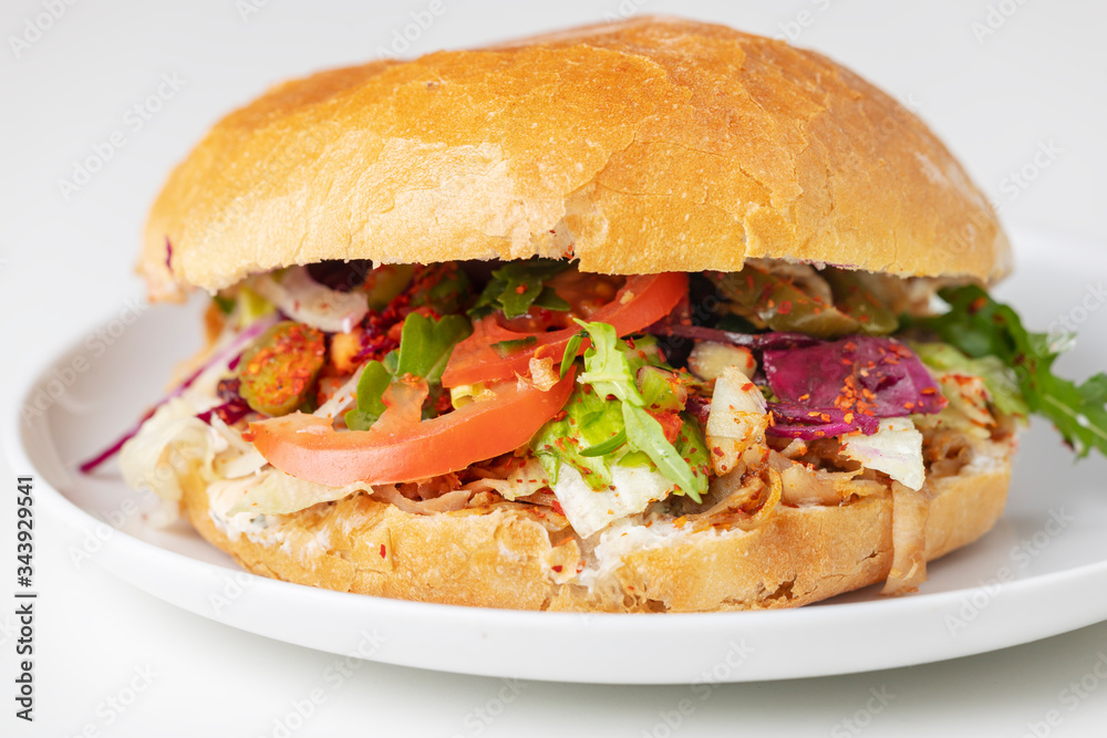 doener kebap on a white plate doener kebap on a white plate