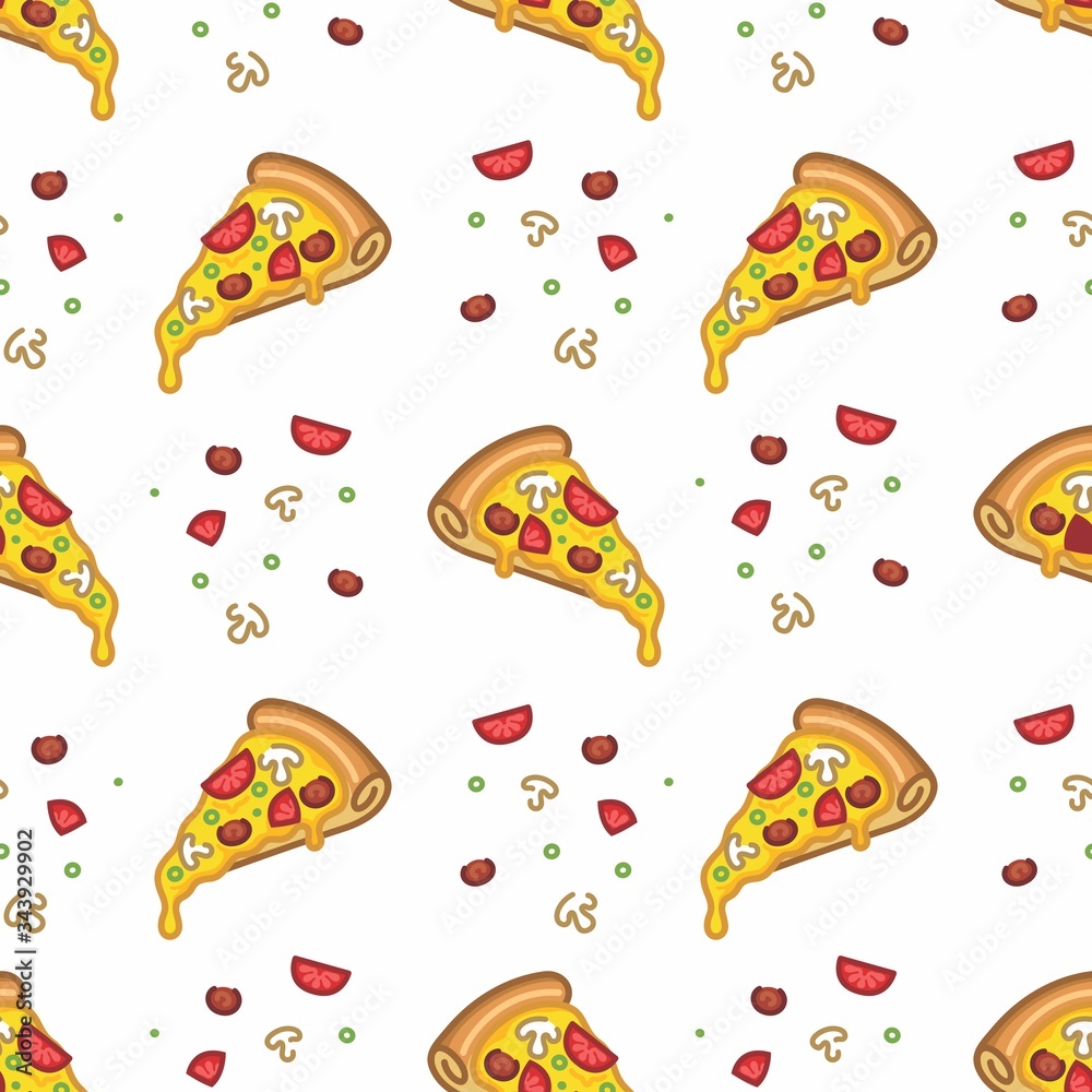 pattern seamless of pizza in style flat, line, modern design. - vector illustration pattern seamless of pizza in style flat, line, modern design. - vector illustration