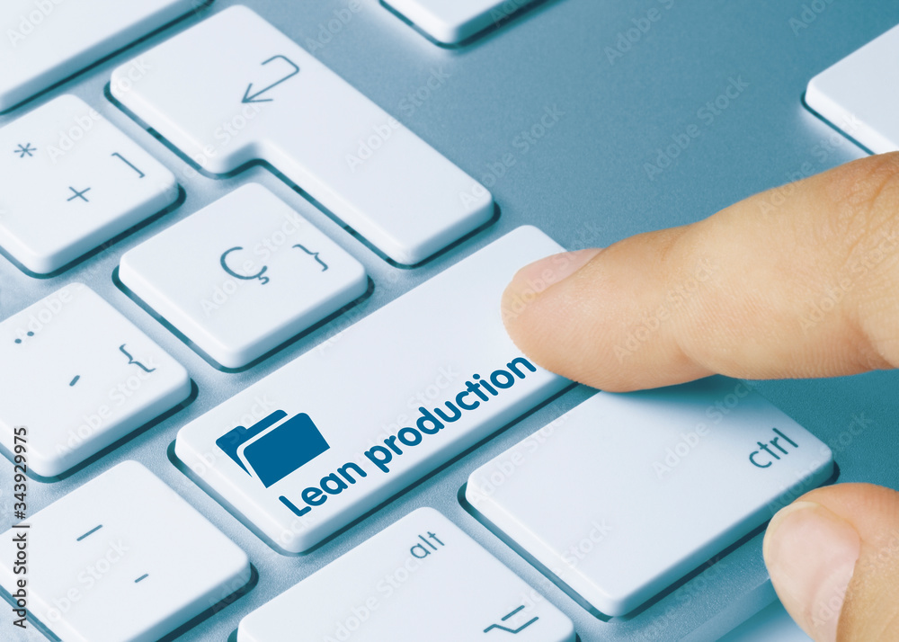 Fototapeta premium Lean production - Inscription on Blue Keyboard Key.
