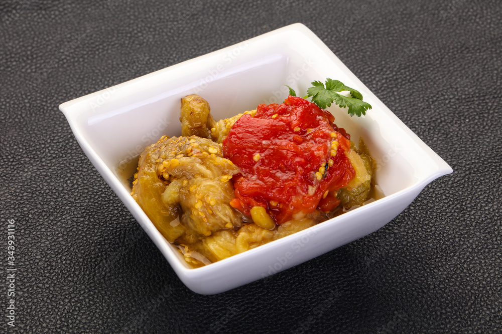 Caucasian cuisine - baked eggplant and tomato Caucasian cuisine - baked eggplant and tomato