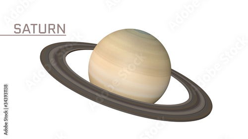 Saturn on a white background, 3d rendering