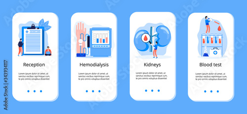 Pyelonephritis, concept of cystitis are shown. Urolithiasis, nephroptosis, renal failure, hemodialysis are shown for medical blue templates of apps. doctors treat kidneys.