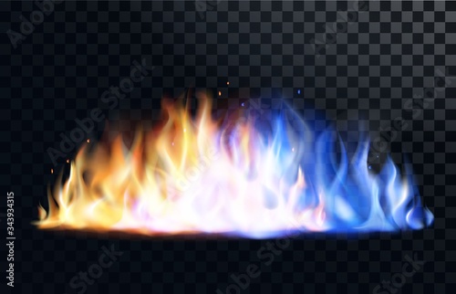 Yellow and blue fire flame