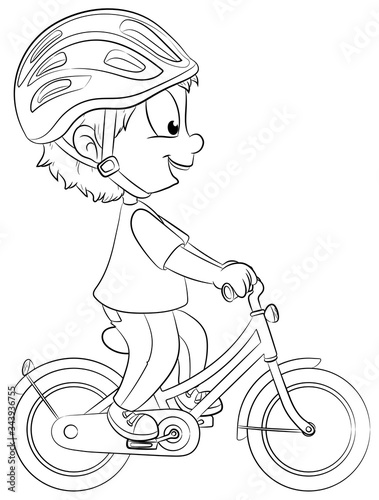 Niedlicher Junge fährt Fahrrad - Vektor-Illustration