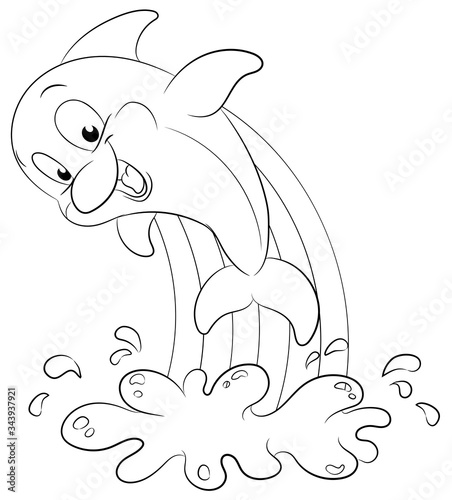 Niedlicher Delfin mit Regenbogen - Vektor-Illustration