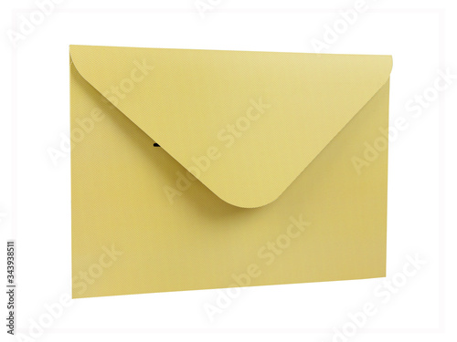 Yellow striped paper envelope isolated