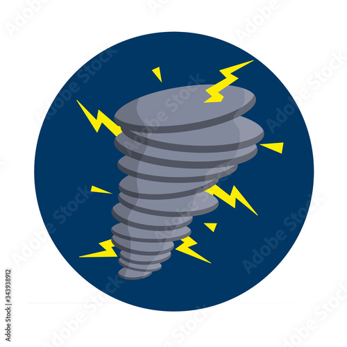 Tornadoes and strong winds. Storm bad weather. hurricane with lightning. whirlwind and dangerous situation. Natural disaster